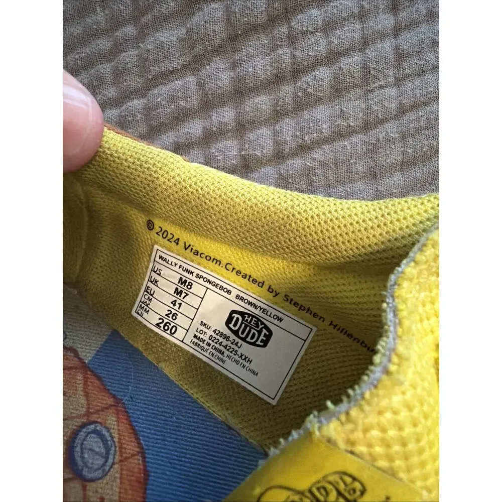 HEYDUDE x SpongeBob SquarePants Wally Funk Brown/Yellow Men’s Shoes Size 8 US
